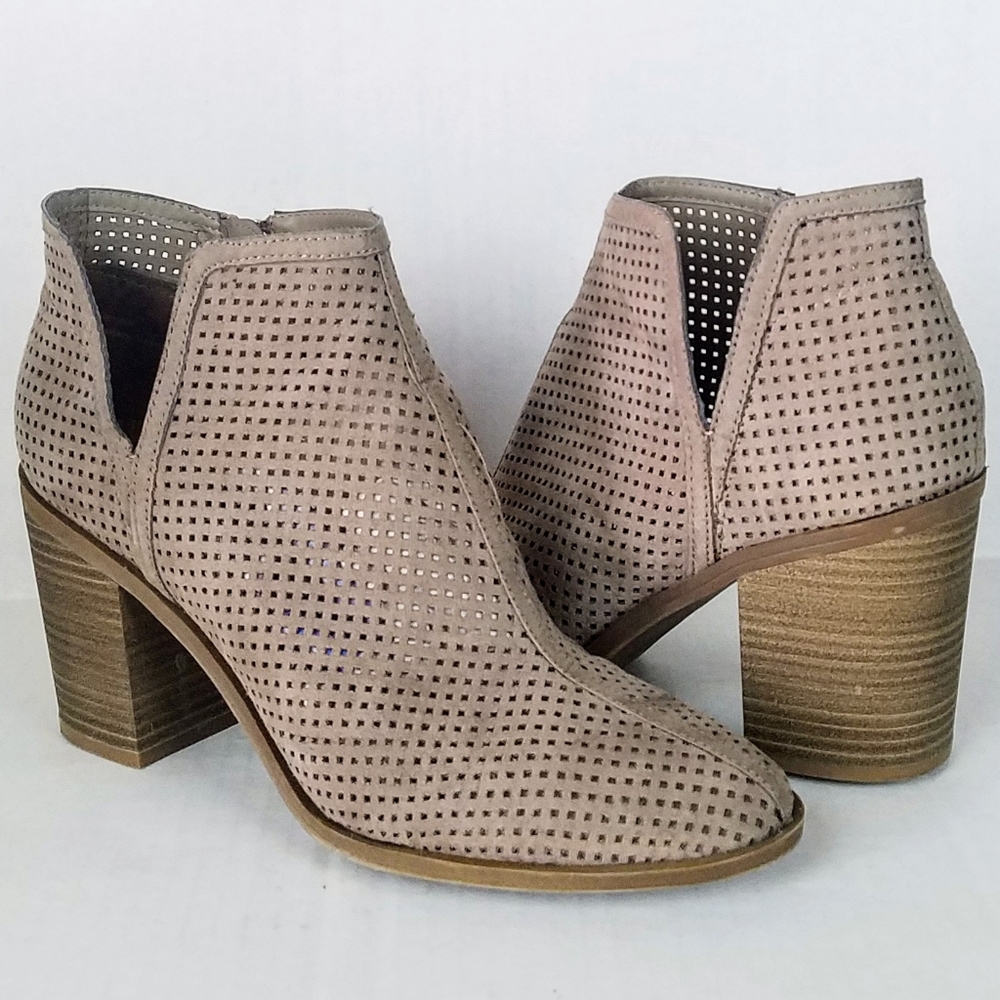 Dolce Vita Ettie Taupe Perforated Cut-Out Booties